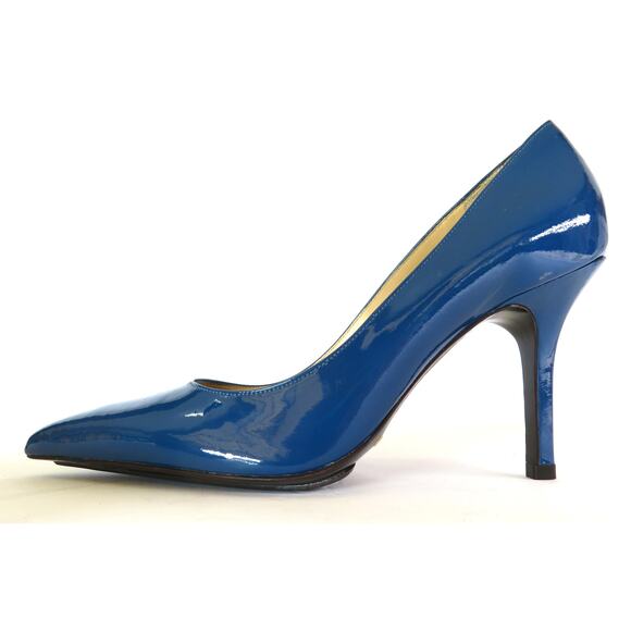 COLE HAAN Nike Air Patent Blue Leather Stiletto Pointed Toe Pumps Women's 7.5B - Picture 1 of 11